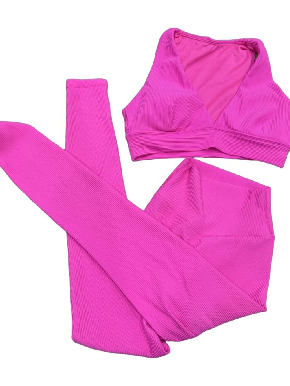 Buffbunny Ribbed 2-Piece Activewear Set Hot Pink (Bra M / Leggings XS)